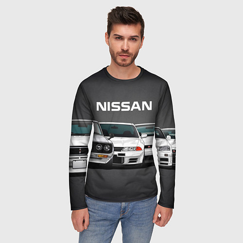 Мужской лонгслив NISSAN / 3D-принт – фото 3