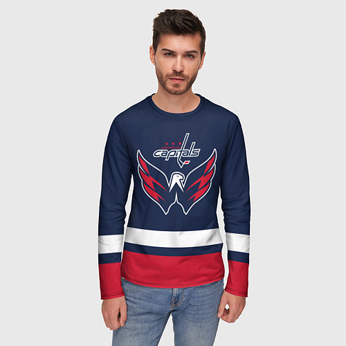 Мужской лонгслив Вашингтон Кэпиталз / 3D-принт – фото 3