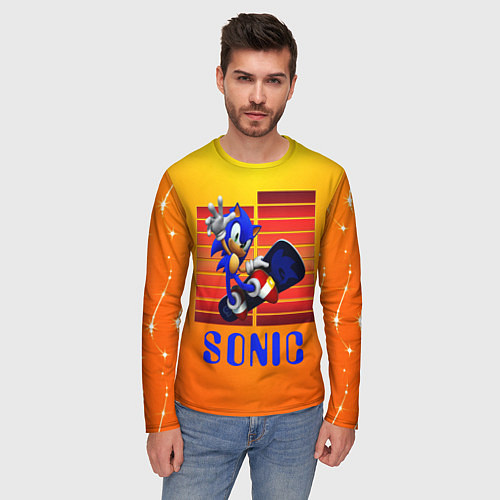 Мужской лонгслив Sonic - Соник / 3D-принт – фото 3