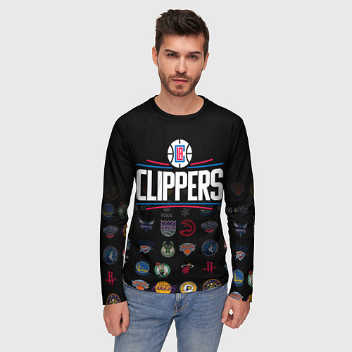 Мужской лонгслив Los Angeles Clippers 2 / 3D-принт – фото 3