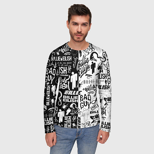 Мужской лонгслив BILLIE EILISH БИЛЛИ АЙЛИШ / 3D-принт – фото 3
