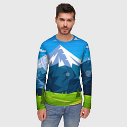 Лонгслив мужской Горы пейзаж природа вектор, цвет: 3D-принт — фото 2