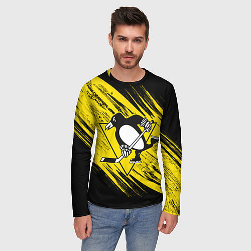 Мужской лонгслив Pittsburgh Penguins Sport / 3D-принт – фото 3