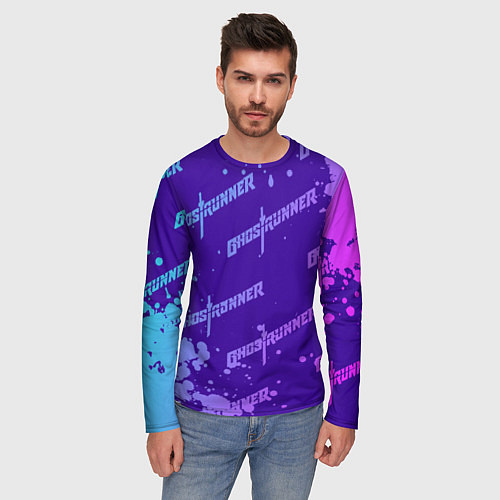 Мужской лонгслив Ghostrunner узор / 3D-принт – фото 3