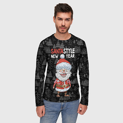 Мужской лонгслив Santa style / 3D-принт – фото 3