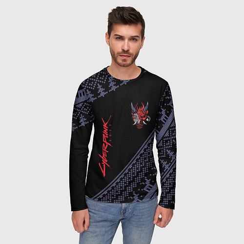 Мужской лонгслив CYBERPUNK 2077 - Новый Год / 3D-принт – фото 3