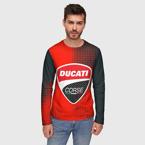 Мужской лонгслив Ducati Corse logo / 3D-принт – фото 3