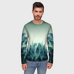 Лонгслив мужской Акварельный лес градиент, цвет: 3D-принт — фото 2