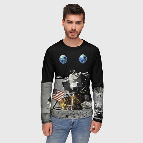 Мужской лонгслив Высадка На Луну / 3D-принт – фото 3