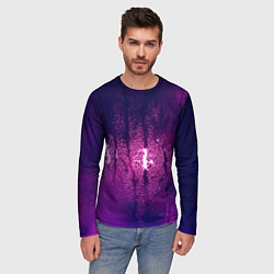 Лонгслив мужской Стекло дождь фиолетовый, цвет: 3D-принт — фото 2