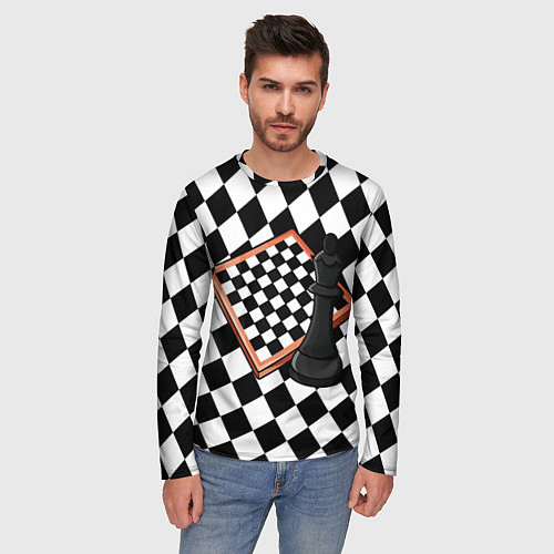 Мужской лонгслив Шахматы / 3D-принт – фото 3