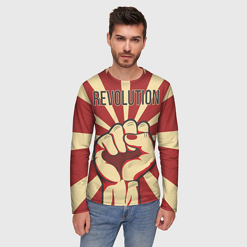 Мужской лонгслив Революция / 3D-принт – фото 3