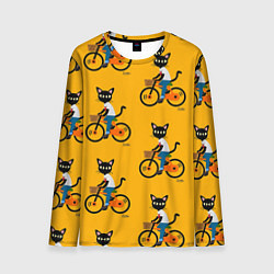 Лонгслив мужской Котики на велосипедах, цвет: 3D-принт