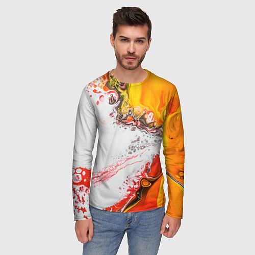Мужской лонгслив Рисунок желтой краской / 3D-принт – фото 3