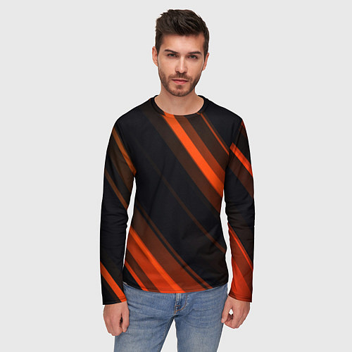Мужской лонгслив ORANGE Black / 3D-принт – фото 3