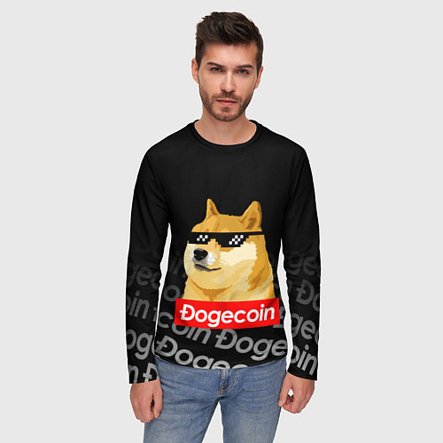 Мужской лонгслив DOGECOIN DOGE ДОГИКОИН / 3D-принт – фото 3