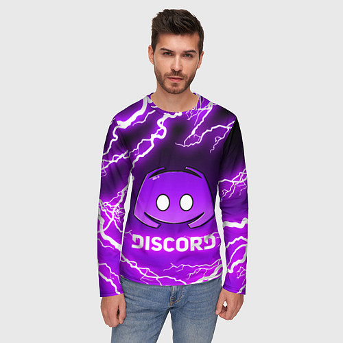Мужской лонгслив DISCORD ДИСКОРД МОЛНИЯ / 3D-принт – фото 3