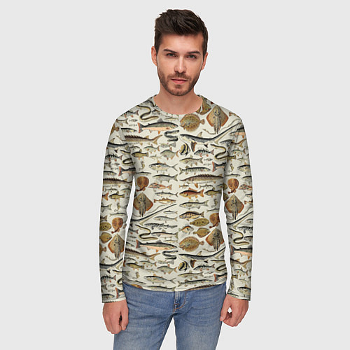 Мужской лонгслив Рыбный паттерн / 3D-принт – фото 3