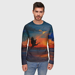 Лонгслив мужской Прибрежный закат, цвет: 3D-принт — фото 2