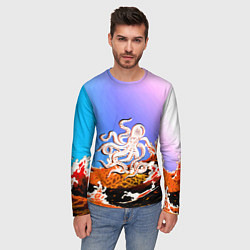 Лонгслив мужской Осьминог в Лаве Градиент, цвет: 3D-принт — фото 2