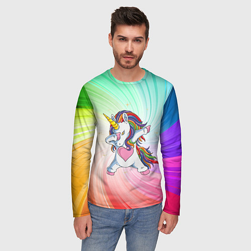 Мужской лонгслив Танцующий единорог Unicorn DAB Z / 3D-принт – фото 3