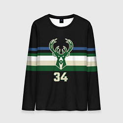 Лонгслив мужской Milwaukee Bucks форма Яннис Адетокумбо, цвет: 3D-принт