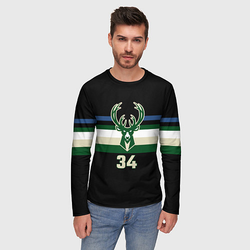 Мужской лонгслив Milwaukee Bucks форма Яннис Адетокумбо / 3D-принт – фото 3