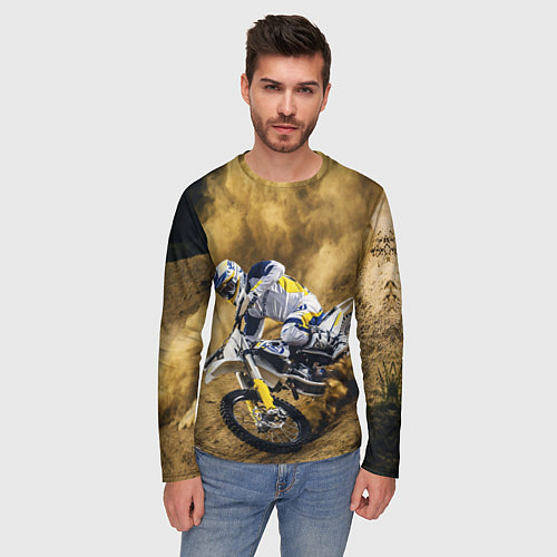 Мужской лонгслив HUSQVARNA ХУСКВАРНА SPORT / 3D-принт – фото 3