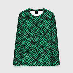 Лонгслив мужской Абстрактный зелено-черный узор, цвет: 3D-принт