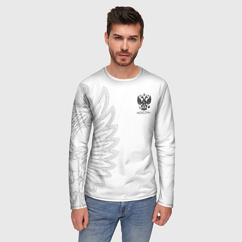 Мужской лонгслив Russia MSKSide - Colorless / 3D-принт – фото 3