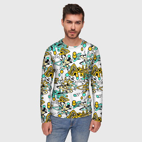 Мужской лонгслив Абстрактный современный узор в стиле граффити / 3D-принт – фото 3