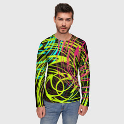 Лонгслив мужской Разноцветные спирали, цвет: 3D-принт — фото 2
