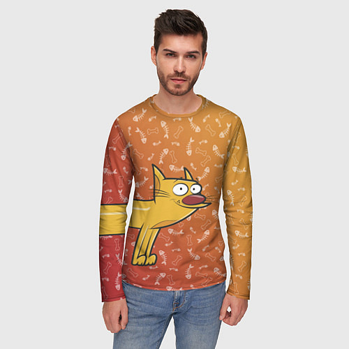 Мужской лонгслив КОТОПЕС Кот спереди / 3D-принт – фото 3
