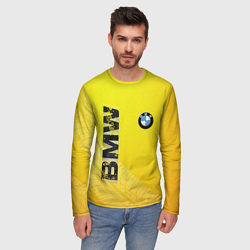 Мужской лонгслив BMW СЛЕДЫ ШИН БМВ / 3D-принт – фото 3