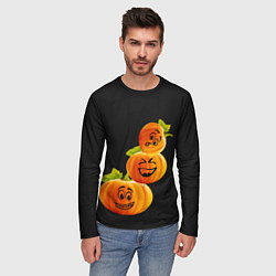Лонгслив мужской Хэллоуин смешные тыквы, цвет: 3D-принт — фото 2