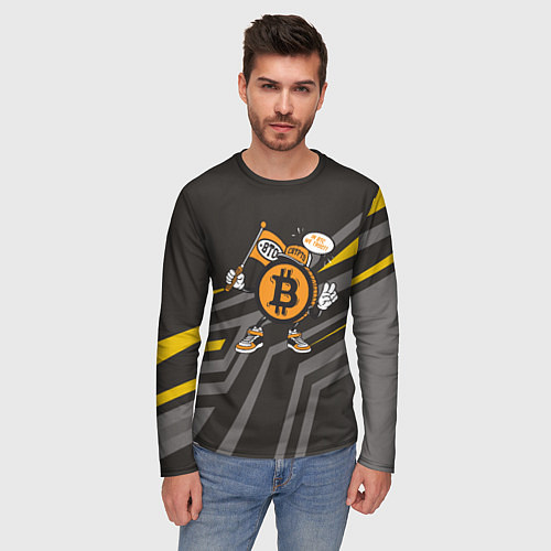 Мужской лонгслив BTC монета / 3D-принт – фото 3