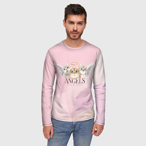 Мужской лонгслив Кошечки - ангелы / 3D-принт – фото 3