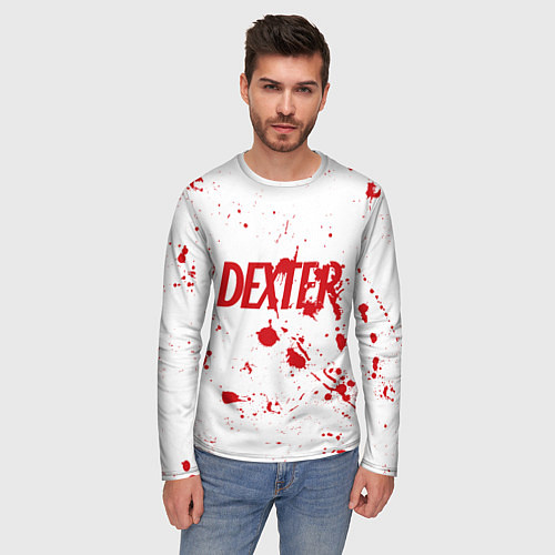 Мужской лонгслив Dexter logo Декстер брызги крови / 3D-принт – фото 3