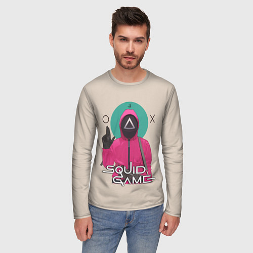 Мужской лонгслив Squid game - Игра в кальмара треугольник / 3D-принт – фото 3