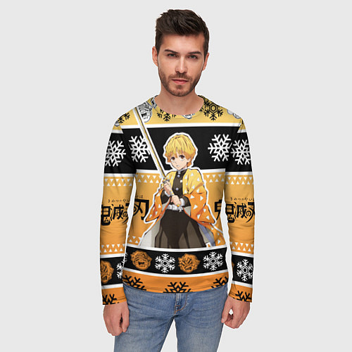 Мужской лонгслив ЗЕНИЦУ АГАЦУМА НОВЫЙ ГОД / 3D-принт – фото 3