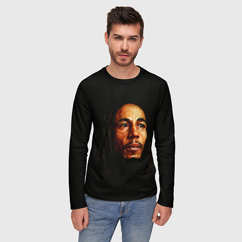 Мужской лонгслив Bob Marley Art / 3D-принт – фото 3
