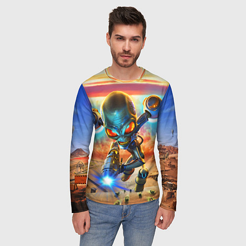 Мужской лонгслив Destroy all Aliens / 3D-принт – фото 3
