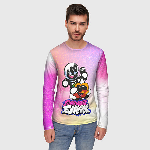 Мужской лонгслив Skid and Pump Friday Night Funkin / 3D-принт – фото 3