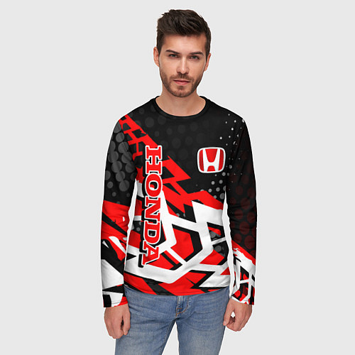 Мужской лонгслив Honda Хонда / 3D-принт – фото 3