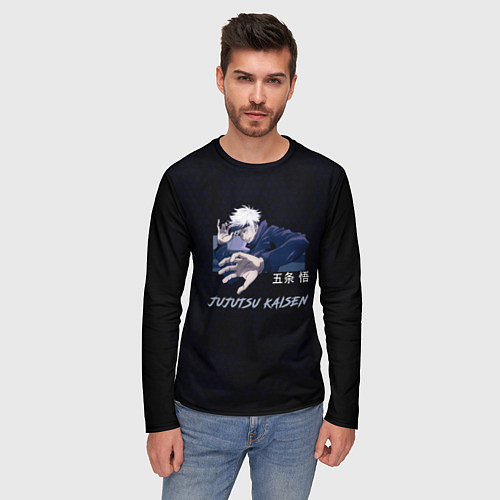 Мужской лонгслив Сатору Годжо без повязки Магическая битва / 3D-принт – фото 3