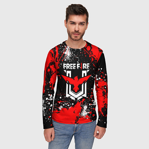 Мужской лонгслив Free Fire: Брызги и капли красок / 3D-принт – фото 3