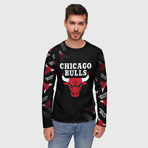 Мужской лонгслив ЧИКАГО БУЛЛС БЫКИ CHICAGO BULLS / 3D-принт – фото 3