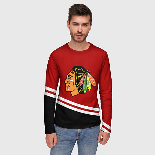 Мужской лонгслив Chicago Blackhawks, NHL / 3D-принт – фото 3