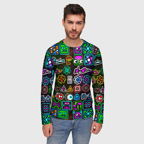 Мужской лонгслив Geometry Dash: Heroes / 3D-принт – фото 3