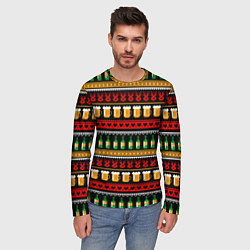 Лонгслив мужской Пивной свитер, цвет: 3D-принт — фото 2